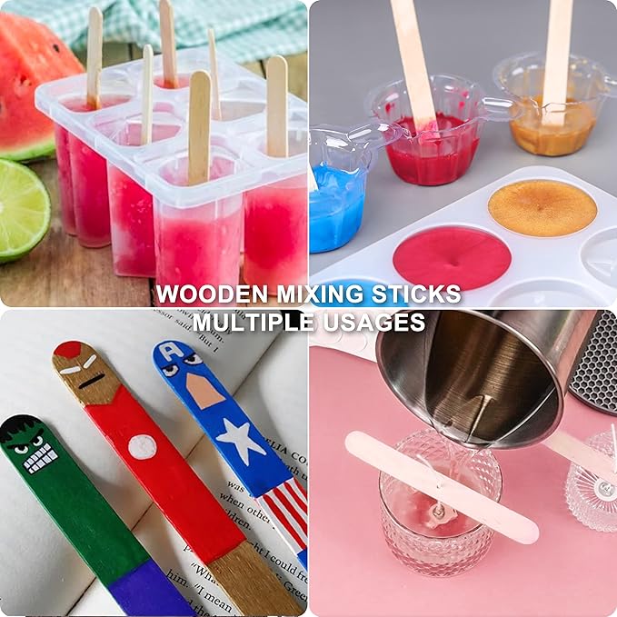 LET'S RESIN Epoxy Mixing Cups Kit,200Pcs, Plastic, 30ml Disposable Measuring Cups,50 Wooden Stirring Sticks for Paint Mixing, Jewelry Making