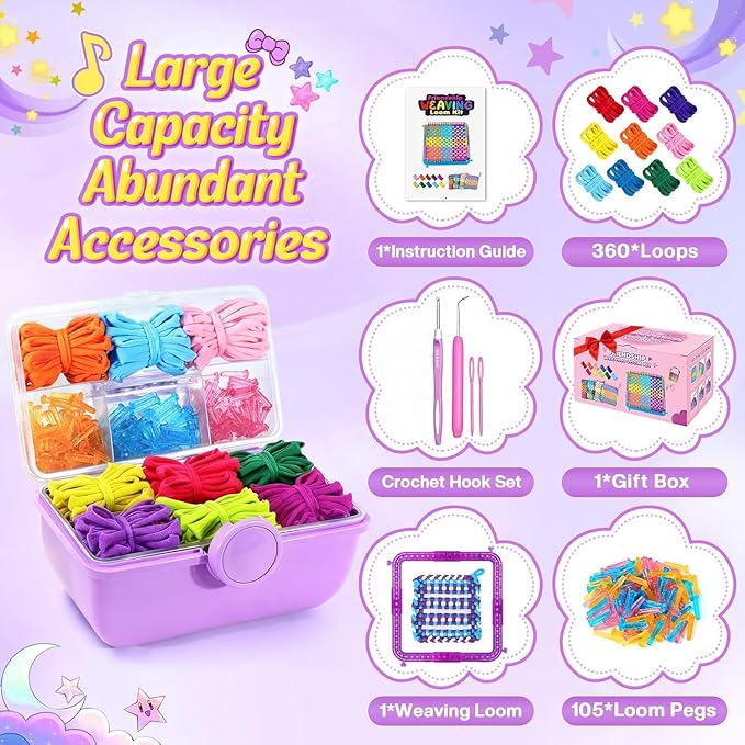 MIAOKE 478 Pcs Weaving Loom Kit, Includes Binding Needles and Colored Rings, Perfect for Making Handbags, Craft Potholders and Friendship Bracelets, Ideal Gift for Craft Enthusiasts
