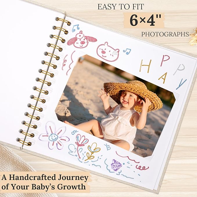 Scrapbook Photo Album Linen Cover, 8 x 8 Inch Hardcover Kraft White Pages Memory Book, for Travel Wedding Guest Book Christmas Baby Shower (20 Sheets/ 40 Pages,Light Blue)
