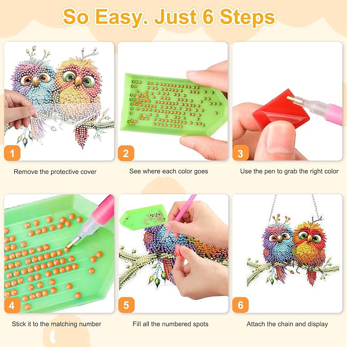TOSTOG Exquisite Birds Diamond Art Pendant Kits for Adult, Cute Diamond Painting Hanging Kit for Beginners, 5D DIY Crafts Gem Art, Waterproof Full Accessories for Home Decor Idea 20 * 20 cm/8 * 8 in