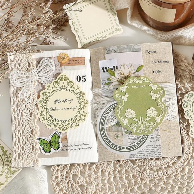 Gemmapylor 120 Pcs Vintage Scrapbook Paper Kit, Junk Journal Ephemera Paper Pack, Aesthetic Journaling Supplies, Decorative Scrapbooking Paper for Planner, Journal & DIY Crafts