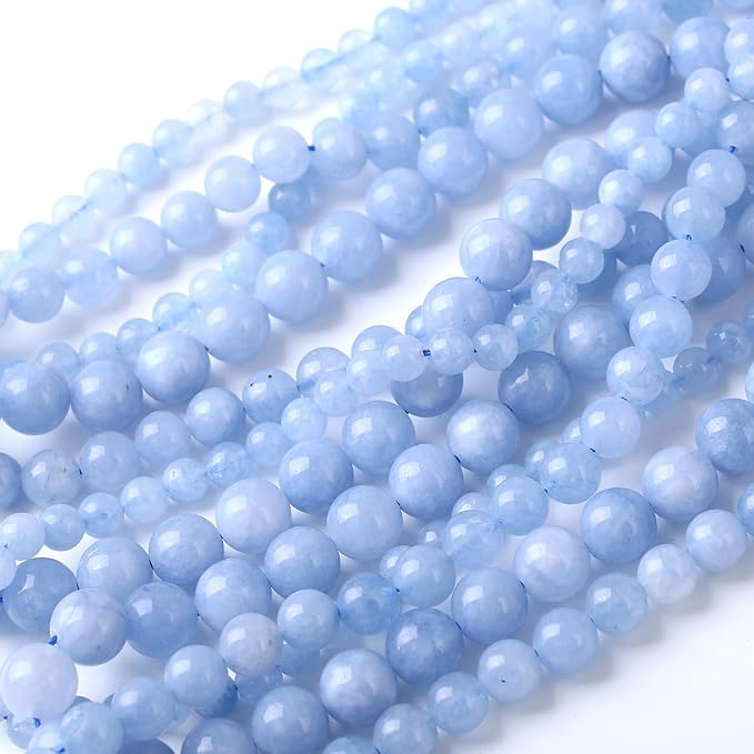 Dream Blue Chalcedony Stone Beads Jewelry Making Gemstone Round Crystal Bracelet Necklace 1 Strand 15.5inch 31PCS 12MM