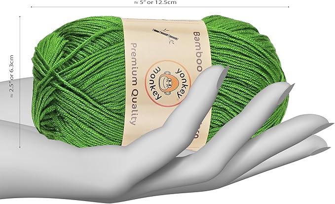 10-Pack of Yonkey Monkey 500 Grams Yarn - 70% Rayon derived from Bamboo, 30% Cotton - Imported - Grass Green 9035