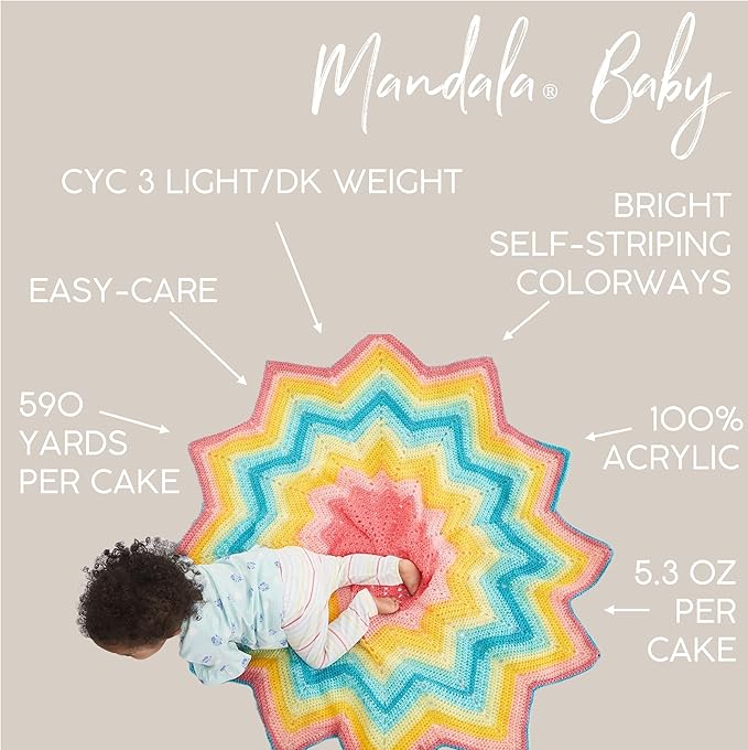 Lion Brand Yarn (1 Skein) Mandala Baby Yarn, Unicorn Cloud