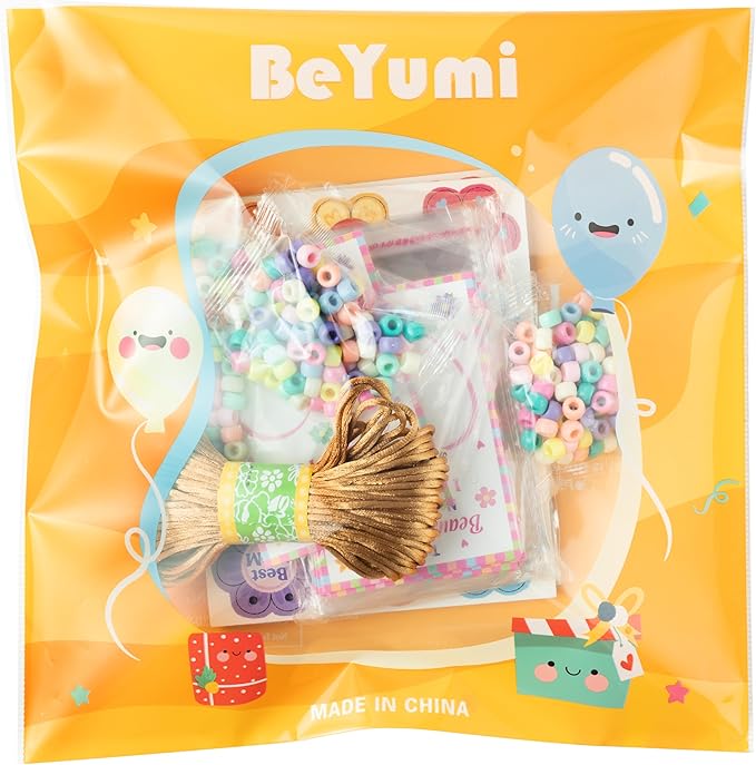 BeYumi Mom Necklace Craft Kit - 24Pcs DIY Mother's Day Best Mom Wooden Flower Pendant Beads Necklace Making with Greeting Card to Beautiful Mother Craft Gift Kids School Classroom Family Party Favor