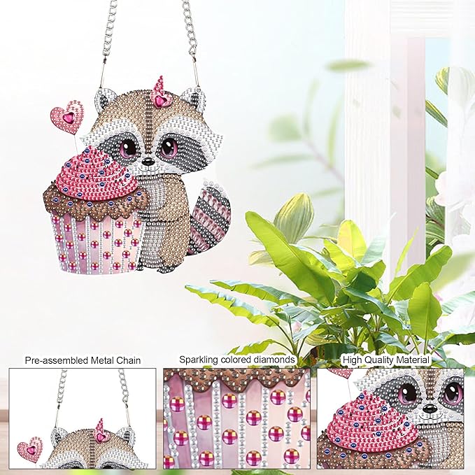 Tontut Valentine's Day Diamond Paintjng Kits Hanging Decoration, Squirrel Diamond Art Painting, DIY Special Shape Diamond Craft Wall Garden Decoration, Gifts