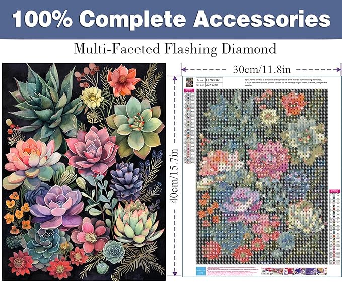 ijbnhd Succulent Diamond Art Kits for Adults Plants Diamond Painting Kits for Adults Full Drill Round Gem Art Painting for Crafts Home Wall Decor Gift 12x16inch