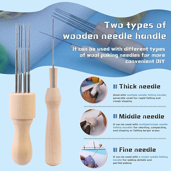 SOCNITC 70 Colors Needle Felting Kit, Wool Felting Kit for Beginner, Felting Needles Wool Roving Needle Felting Supplies with Needle Felting Tools for DIY Animals Handmade Crafts Decoration