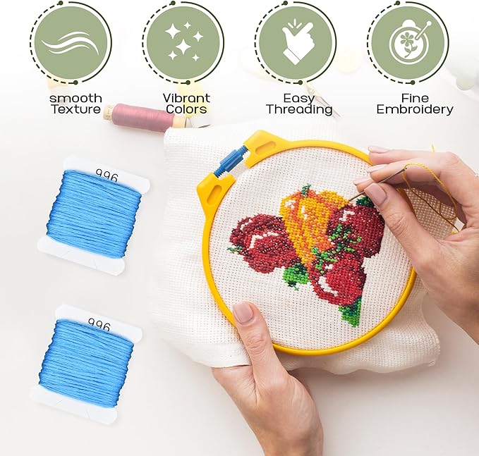 Embroidery Floss Kit and Refills - Cotton Threads - DMC Color Coding for Cross Stitch, String Crafts, Friendship Bracelets