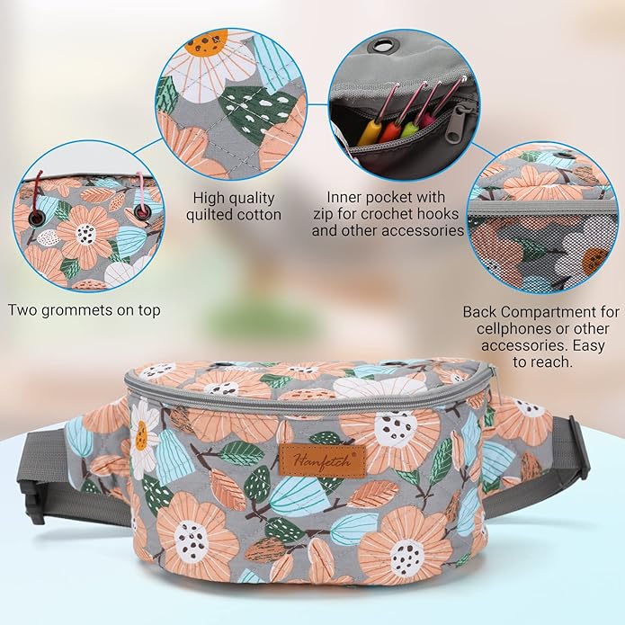 Yarn Crossbody Waist bag Small Yarn Storage Organizer for Yarn Skeins-Organizer for Crochet Hooks and Accessories