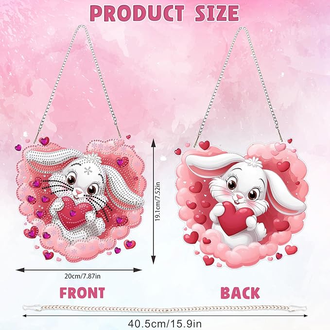 DOMROM Rabbit Diamond Art Hanging Kits for Adult Beginners, Special Shaped Crystal Diamond Painting Rabbit Pendant, DIY Diamond Art Suncatchers Animal for Home Garden Wall Decor Gift