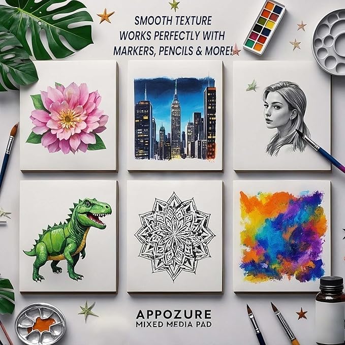 240GSM Bleedproof Sketch Pad for Markers, Acid-Free Heavyweight Smooth Drawing Papers, 8.5"×11" Large Paper Size Glue-Bound, 30 Sheets/60 Pages, Ideal for Artists, Kids, Adults, Dry Media, Gifts