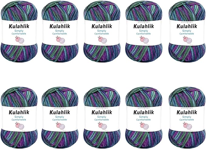 500g(10x50g) Acrylic Yarn for Crocheting and Knitting, Colorful Gradient Yarn Thread, 10 Rolls Skeins, Multicolor Hilo Acrílico, Perfect for DIY Crafts Project