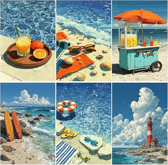 DOTZSO Diamond Art Kits for Adults, 5D Beach Diamond Painting Kits for Adults,DIY Full Drill Diamond Art Painting Kits Gem Art and Crafts 11.8x15.7 (Inches)