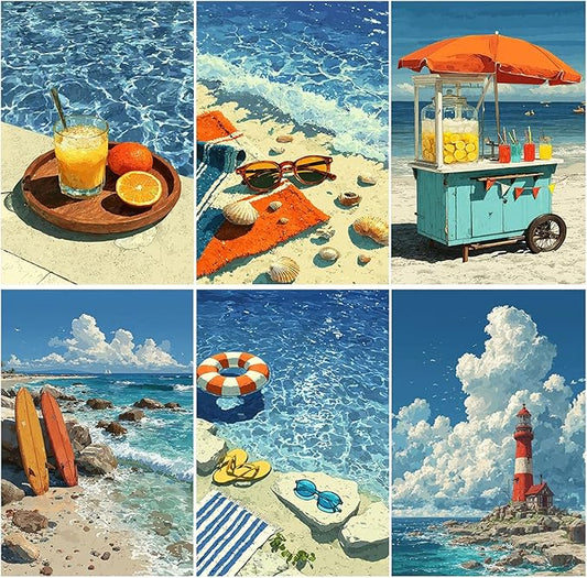 DOTZSO Diamond Art Kits for Adults, 5D Beach Diamond Painting Kits for Adults,DIY Full Drill Diamond Art Painting Kits Gem Art and Crafts 11.8x15.7 (Inches)