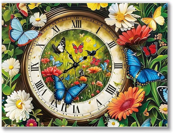 Gemozaic Butterfly Diamond Painting Kits for Adults, Clock Diamond Art Kits for Adults, Gem Painting Kit for Adult for Gift Home Wall Decor, 12x16 Inch