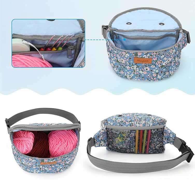Yarn Crossbody Waist bag Small Yarn Storage Organizer for Yarn Skeins-Organizer for Crochet Hooks and Accessories