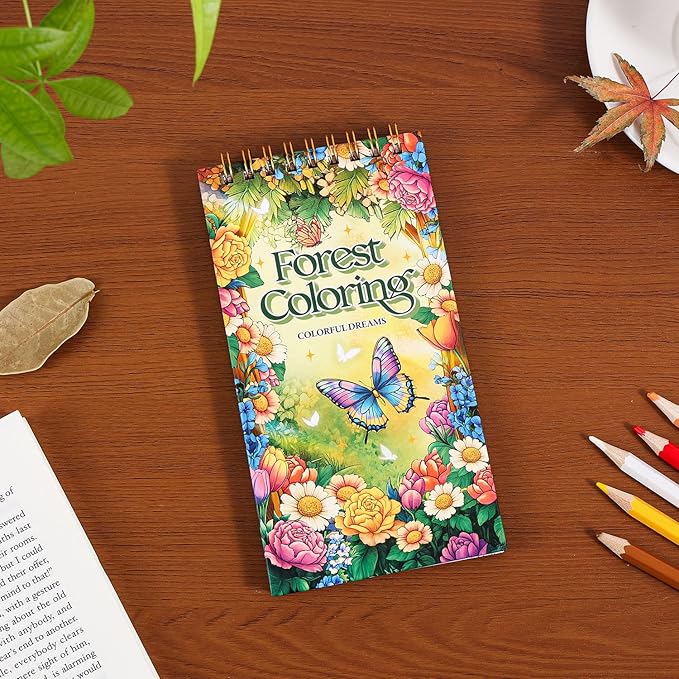 Mini Coloring Book for Women, 35 Pages Forest Dreams Small Coloring Books for Adults to Relax and Relieve Anxiety, Gift for Mother's Day, Birthdays, Christmas, Anniversaries