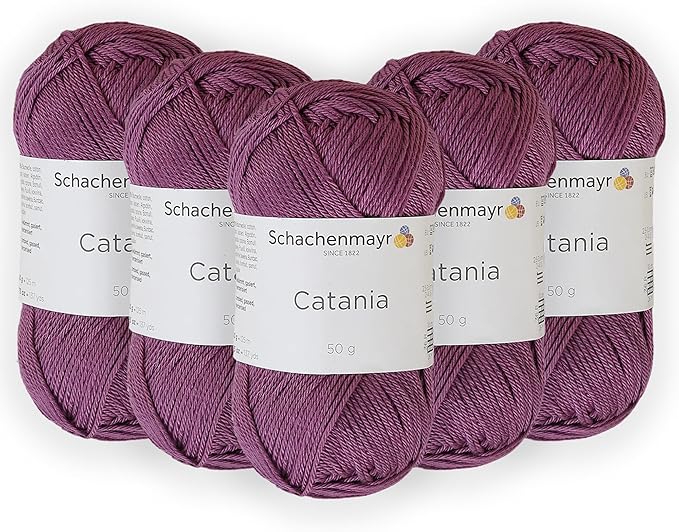 5 Skein/Pack Schachenmayr (SMC) Catania Originals Yarn, Each Ball 1.76 Oz (50gr) / 136 Yards (125 m), 100% Mercerized Cotton for Knitting and Crochet Yarn, Sport Weight, 240 - Hyacinth