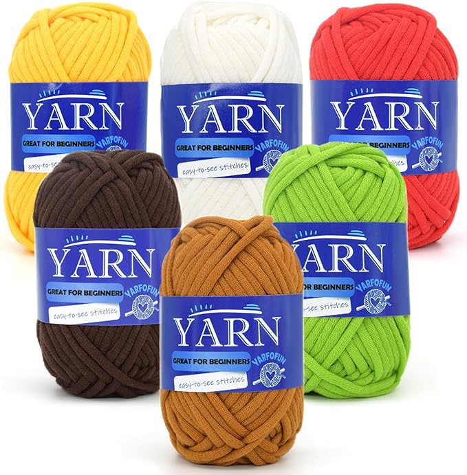 6 Pack Beginners Crochet Yarn Brown Green Red White Cotton Crochet Yarn for Crocheting Knitting Beginners with Easy-to-See Stitches Mini Crochet Yarn for Beginners-Plants Series