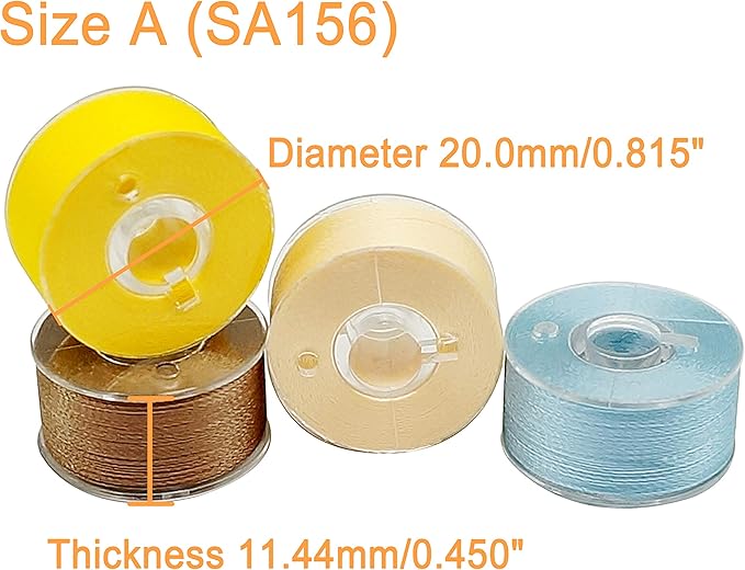 New Brothread 25pcs Assorted Colors 70D/2 (60WT) Prewound Bobbin Thread Plastic Size A SA156 for Embroidery and Sewing Machine DIY Embroidery Thread