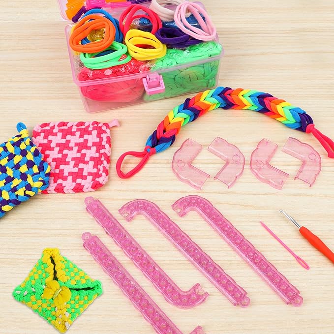Weaving Loom Kit Toys Crafts Arts and Crafts for Girls Ages 6-8-12 Potholder Loops Toys for Girls and Adults - Knitting Loom Set Pot Holder Weaving Kits and Birthday Gifts for 7 9 10 11 Years Old