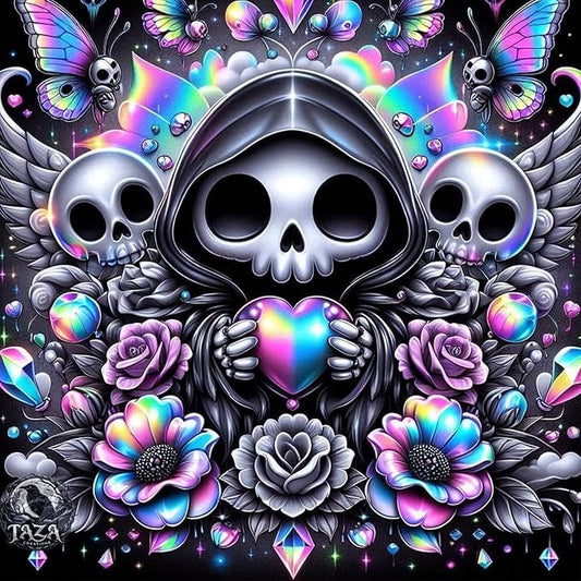 mrpwnle Skull Diamond Art Kits for Adults, Skull Diamond Painting for Kits Adults Beginners, 5D Round Full Drill Gem Art Crafts Kit, Home Wall Decor Gifts 13.8x13.8inch