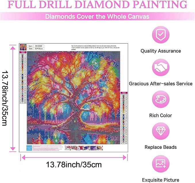 DIYCYCY Tree of Life Diamond Painting Kits for Adults,Full Drill Diamond Art Kits for Beginners,Round 5D DIY Diamond Dots Paintings, Diamonds Pictures Gem Art and Crafts Home Decor 13.78x13.78 inch