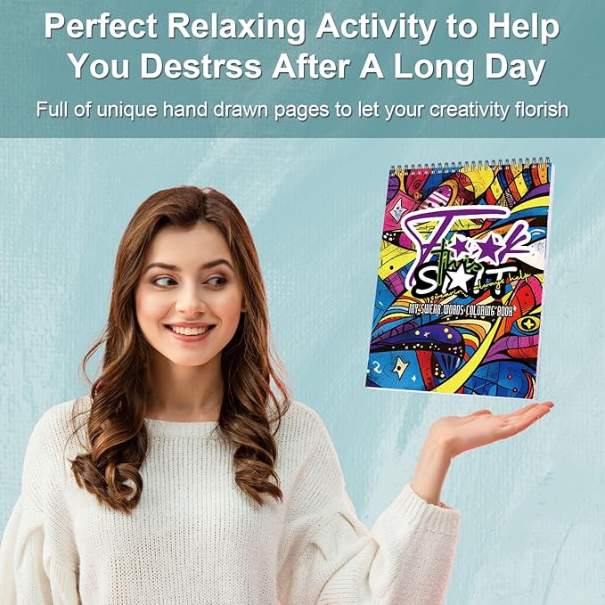 Swear Word Coloring Book for Adult Relaxation, Cuss Words Coloring Book for Adults to Relax, Printed Single-Sided Spiral Bound Lay Flat, Mindfulness Gift for Adults to Relieve Anxiety