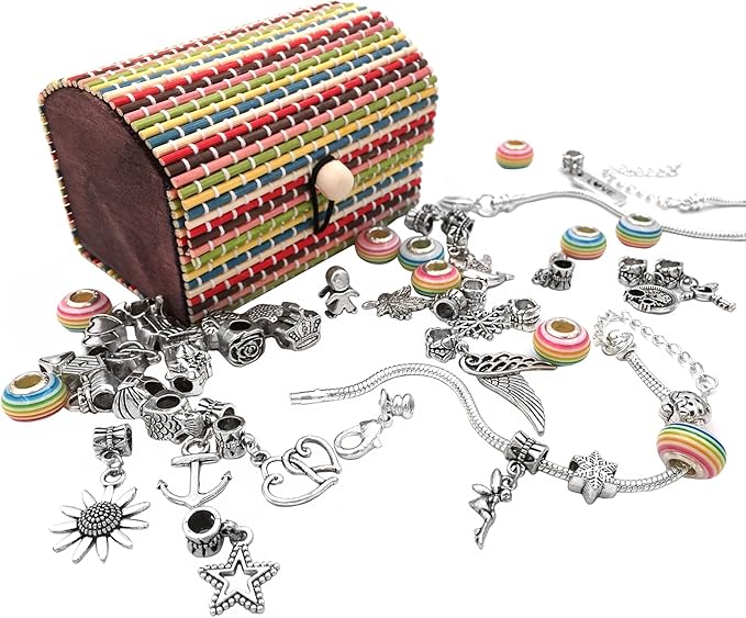 justBe Charm Bracelet Making Kit DIY Craft Jewelry Gift Set for Kids Girls Teens