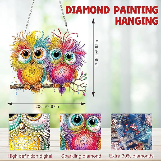 MAXBYE Hanging Diamond Art Kits for Adults Bird, Special Crystal Double Sided Pendant DIY Diamond Art Painting Kits for Beginners Gift Wall Home Decoration