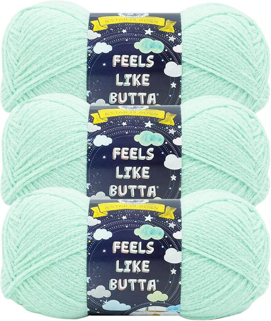 Lion Brand Yarn Feels Like Butta Soft Yarn for Crocheting and Knitting, Velvety, 3-Pack, Seagreen