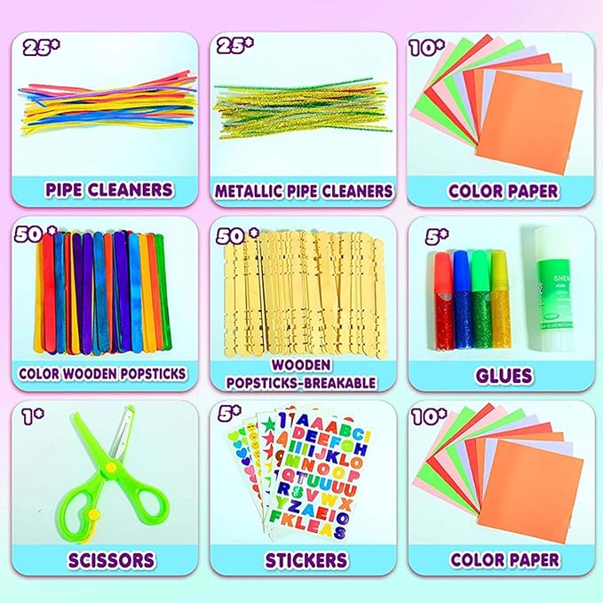 YITOHOP Arts and Crafts Supplies for Kids -1000+ pcs Art Craft kit in Carrying Travel Box for Toddlers Ages 4+ DIY Crafting School Kindergarten Project Activity- Ideal Holiday Gifts