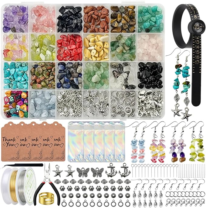 Queenme Jewelry Making Supplies Kit: 1200pcs Crystal Beads for Adults DIY Bracelet & Earring Making – Complete Craft Tools Set for Women Home Hobbyists