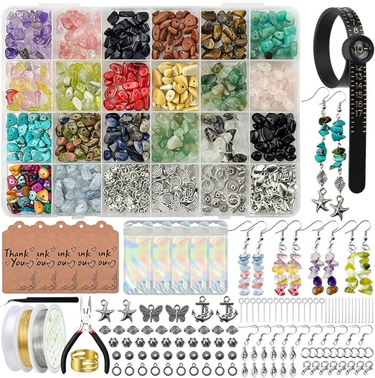 Queenme Jewelry Making Supplies Kit: 1200pcs Crystal Beads for Adults DIY Bracelet & Earring Making – Complete Craft Tools Set for Women Home Hobbyists