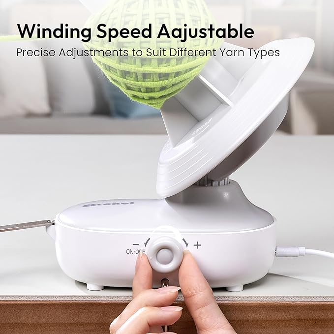 Electric Yarn Winder for Crocheting, Upgrade Dual-Spring Tension 10oz Large Capacity, Stepless Speed Automatic Yarn Winder Wool Spinner Roller for Crochet Lovers(Gray)