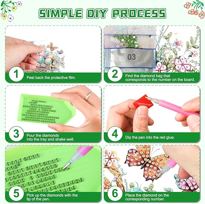 KEYIFA Easter Egg Hanging Diamond Art Painting Kits for Adults and Kids Age 8-12, 5D Special Shape Diamond Dots Kit Butterfly, Crystal Gem Painting Art Crafts for Window, Wall, Door, Garden Decor