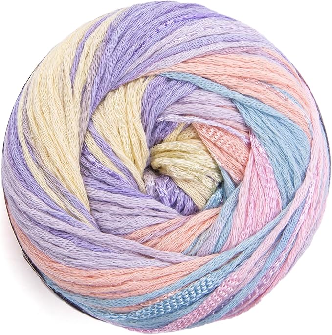 YarnArt Symphony Dream Cotton Yarn -%80 Cotton%20 Viscose Rainbow Multicolor Crochet Knitting Yarn - Suitable for All Blouses, Dresses, Shawls, Bags, Hats - 273 Yards, 3.52 Oz (1 Skein) (3117)