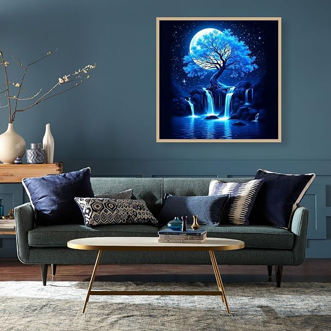 ARPADAMO Diamond Art Kits for Adults,5D Tree of Life Diamond Painting DIY Moonlight Diamond Art Diamond Painting Kits for Adult,Round Full Drill Diamonds, Diamond Art Kits for Home Decor-12x12inch
