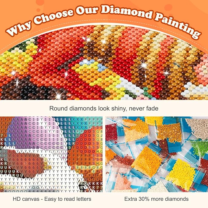 NEWENMO Easter Bunny Family Diamond Art Kits for Adults, 5D Diamond Painting Kits for Beginners Happy Easter, DIY Full Drill Dots Gem Art Painting Kit for Home Wall Decor 12x16 Inch