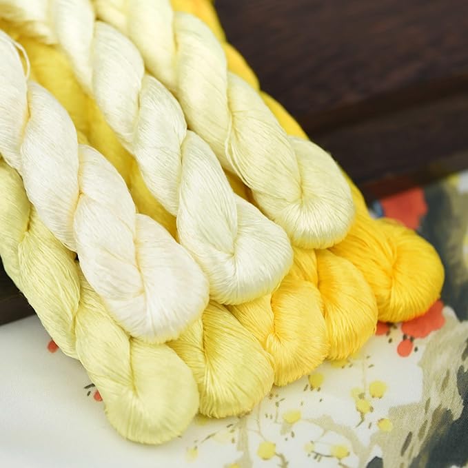 Natural 100% Silk Thread, Handmade Embroidery Thread Silk Floss 8 Colors 110m Each (75)