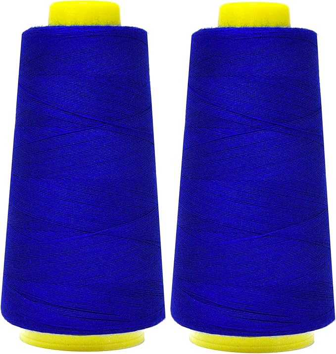 Mandala Crafts Royal Blue Thread Cones for Machine and Hand Quilting - 2400 Yds 50 WT Multiple Purpose Mercerized 100% Cotton Threads for Sewing Machine Serger Embroidery