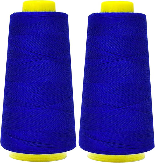 Mandala Crafts Royal Blue Thread Cones for Machine and Hand Quilting - 2400 Yds 50 WT Multiple Purpose Mercerized 100% Cotton Threads for Sewing Machine Serger Embroidery