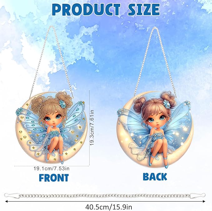 DOMROM Fairy Diamond Art Hanging Kits for Adults, Special Shaped Crystal Diamond Painting Fairy Pendant, DIY Diamond Art Suncatchers for Home Garden Wall Decor Gift