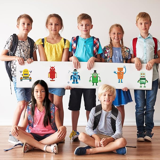 24 sheets 8.27''×5.9'' make your own robot stickers for kids toddlers, make a face stickers for kids party favors activities