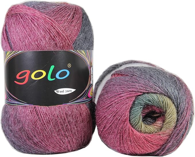 golo Wool Yarn for Knitting 550yd 0.22Ib Cachemire Multicolor Rainbow Yarn (Dark-Brown)