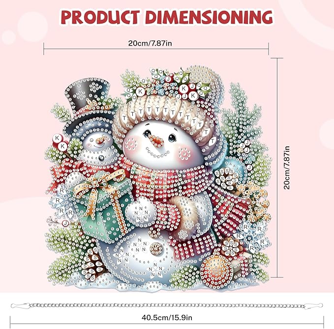 Bowetile Christmas Diamond Art Hanging Kits for Adults, Snowman Diamond Art Suncatchers, 5D Special Shape Diamond Painting Pendant Window Ornament Christmas Gifts for Home Door Wall Decor