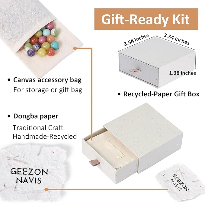 Geezon Navis Bracelet Making Kit - 10mm Natural Stone Beads - 48pcs Multicolor - DIY Jewelry Making Starter Kit Adult Men Women Birthday Gift Craft (48, Color C)