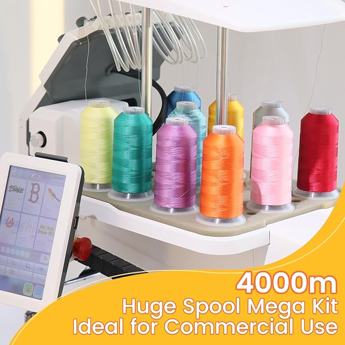 New brothread Embroidery Machine Thread 4000M/4400YD Each Spool Mega Kit 150 Vibrant Colors 40WT for Commercial, Industrial, Home-Used Embroidery Machines