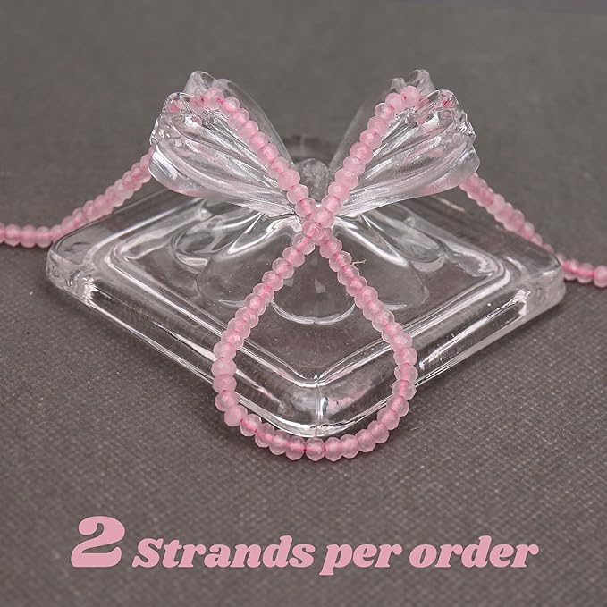 2 Strands Colored Pink Quartz Jade Beads for Jewerly Making, 3 * 4mm Faceted Rondelle Gemstone Crystal Beads for DIY Bracelet Necklace Crafts